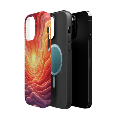 Golden Glow iPhone Case - Sunset Landscape Design, Aesthetic Gift Idea