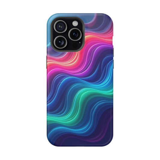 Neon Wave Phone Case - Aesthetic Glowing Design | iPhone 14-17 Cases | Trendy Gifts for Her, Rave Accessory