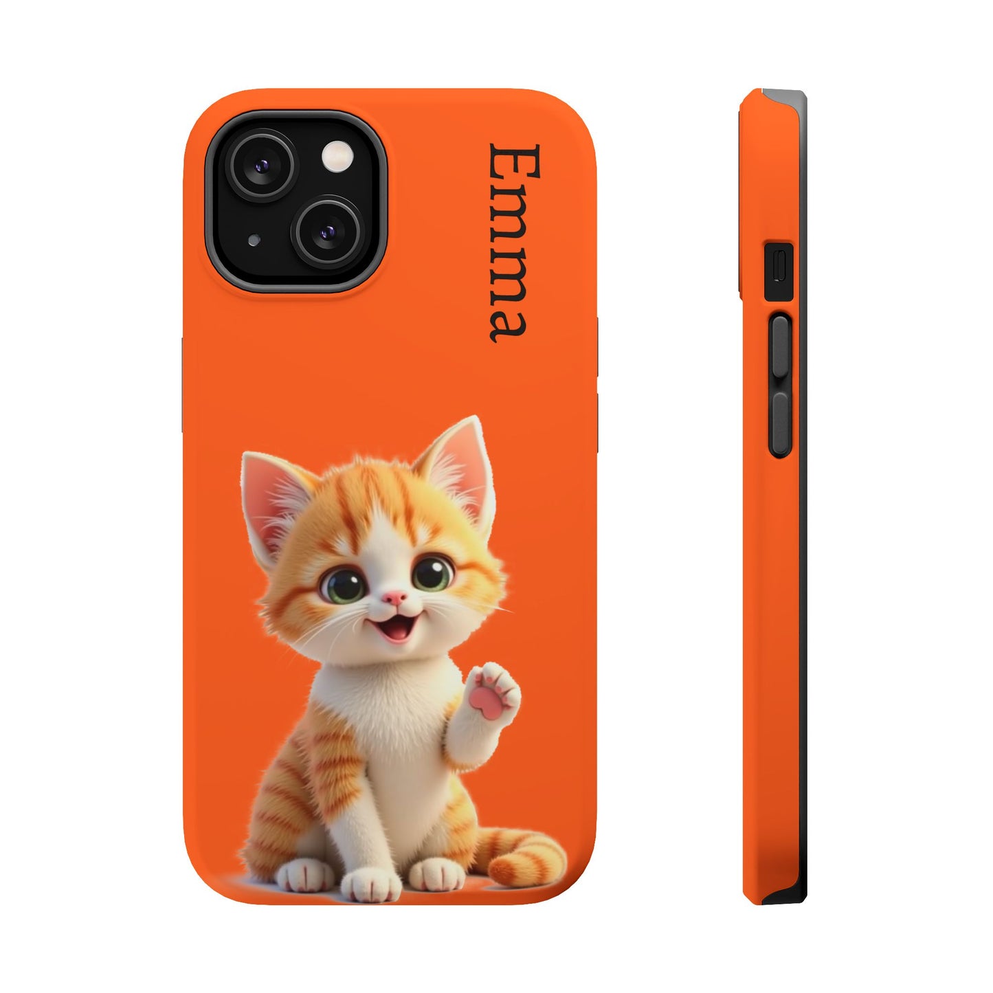 Personalized Orange Tabby Cat Phone Case - Custom Name Gift for Cat Lovers | Kawaii Kitten Cases for Girls & Women