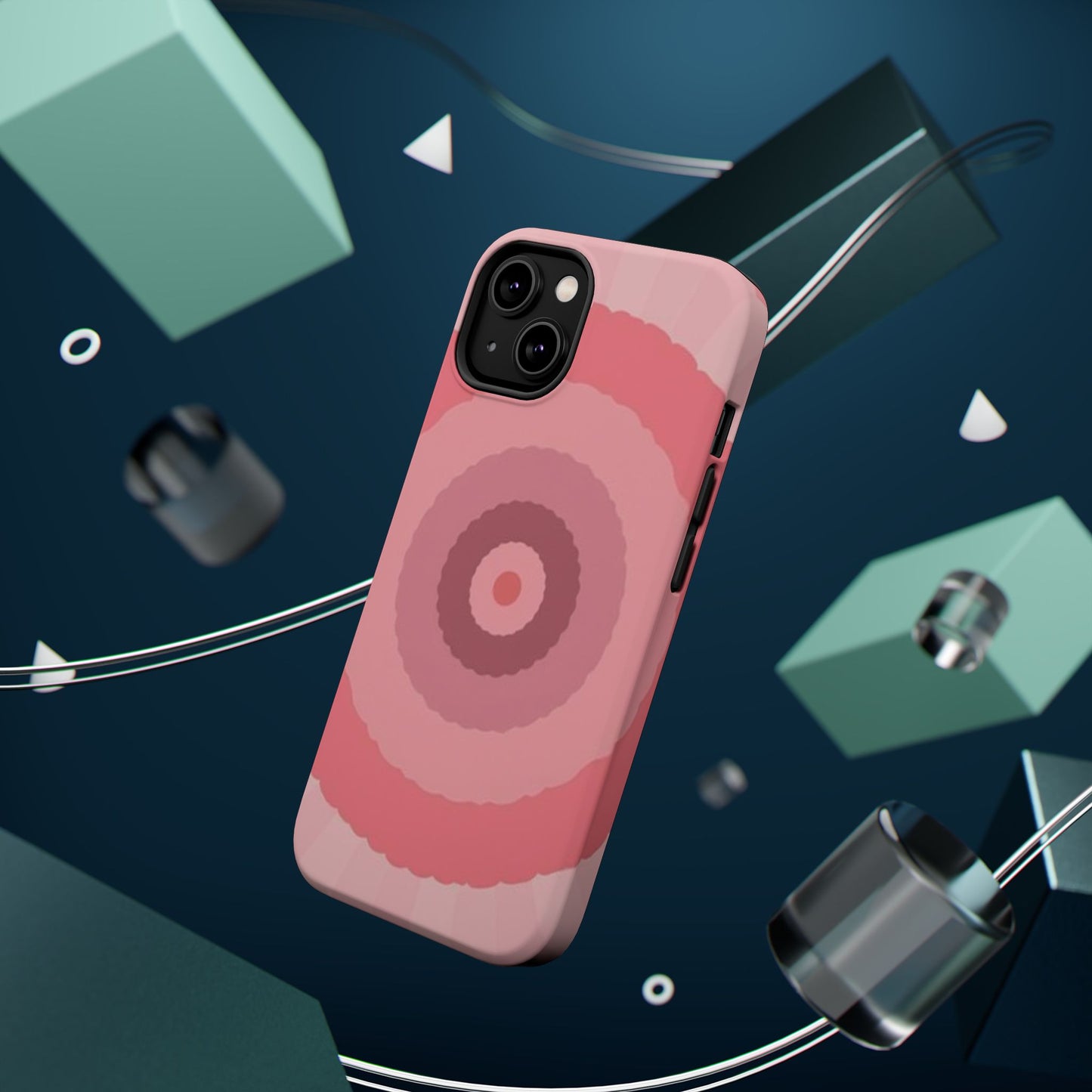 Retro Pink iPhone Case - 70s Aesthetic Wave Design - Cute Y2K Accessory
