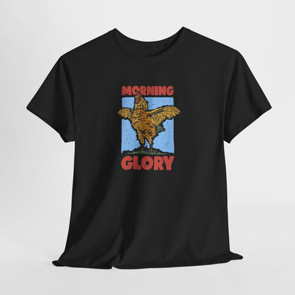 Funny Chicken T-Shirt – “Morning Glory” Retro Graphic Tee for Farm Life Fans & Early Risers
