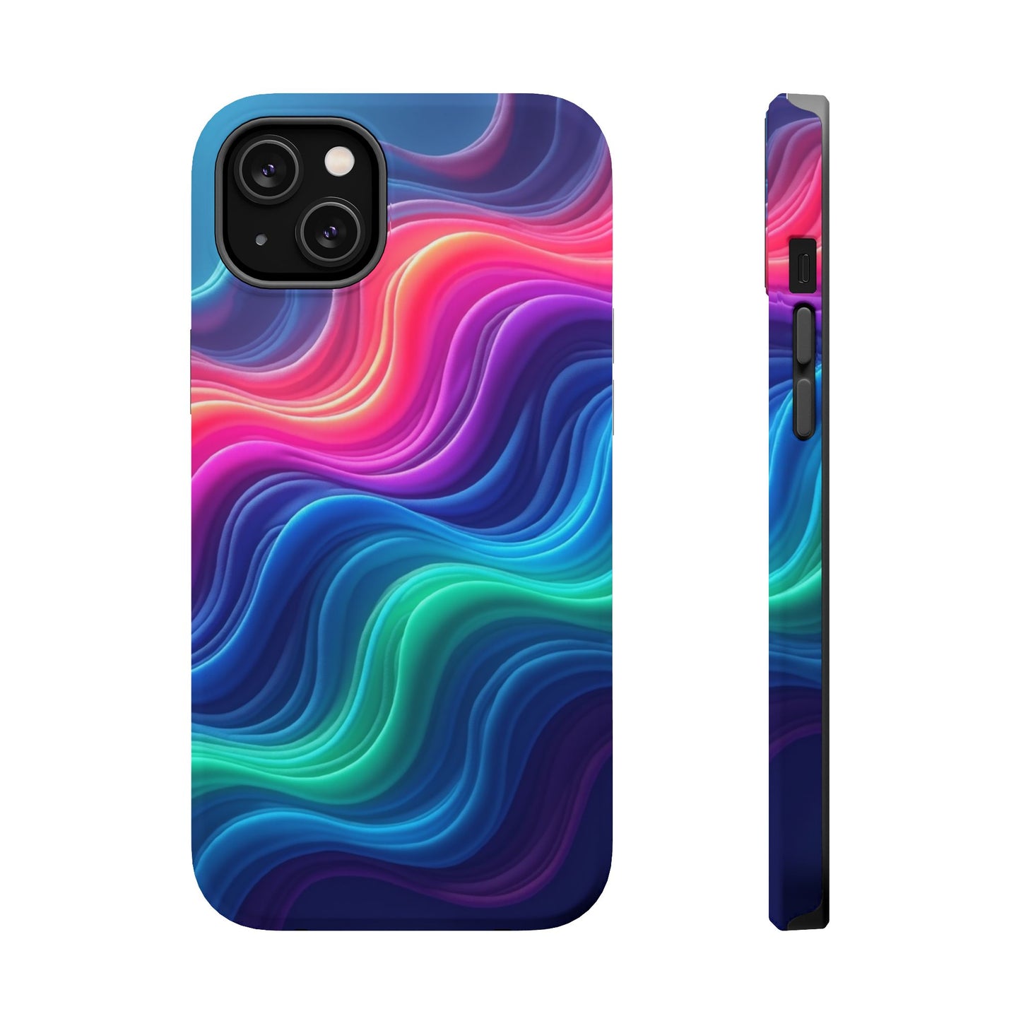 Neon Wave Phone Case - Aesthetic Glowing Design | iPhone 14-17 Cases | Trendy Gifts for Her, Rave Accessory