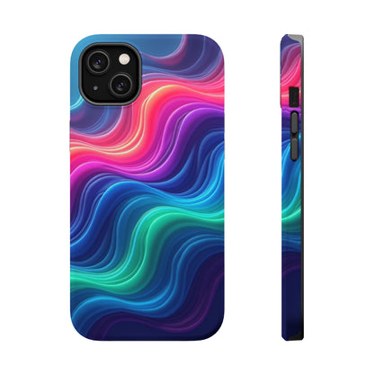 Neon Wave Phone Case - Aesthetic Glowing Design | iPhone 14-17 Cases | Trendy Gifts for Her, Rave Accessory