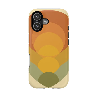 70s Sunburst Phone Case - Vintage Aesthetic iPhone Case, Retro Gift Idea, Brown Orange Design