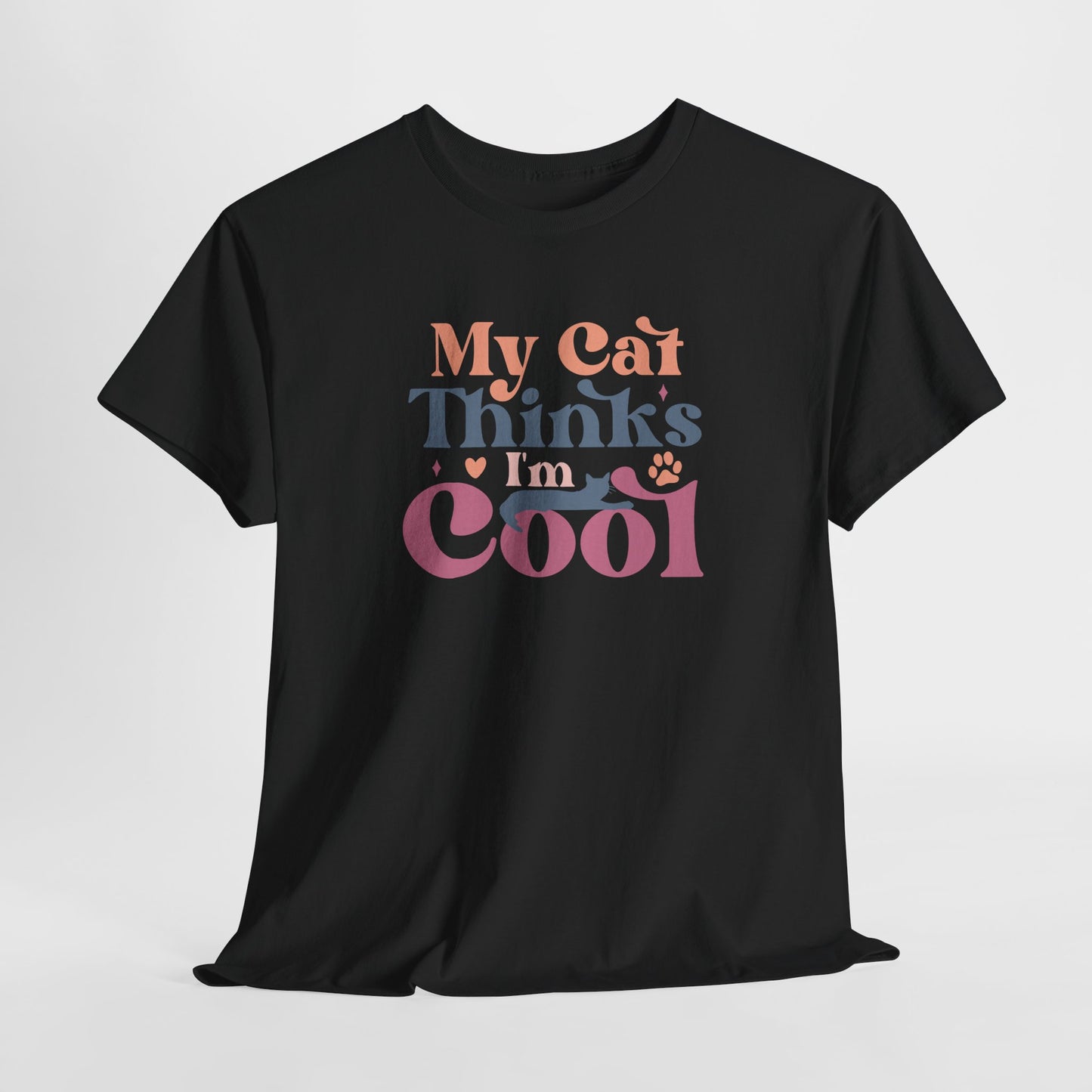 Funny Cat Lover T-Shirt – “My Cat Thinks I’m Cool” Graphic Tee – Gift for Proud Pet Owners