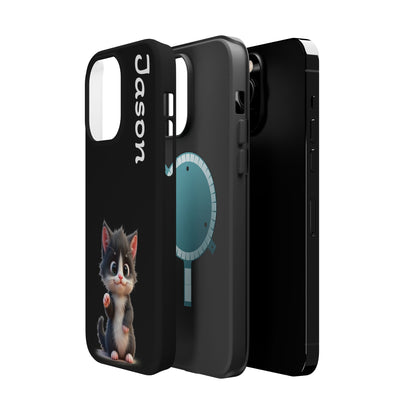 Personalized Kitten Phone Case - Custom Name Cat Lover Gift | Cute Black iPhone Cases for Women & Girls