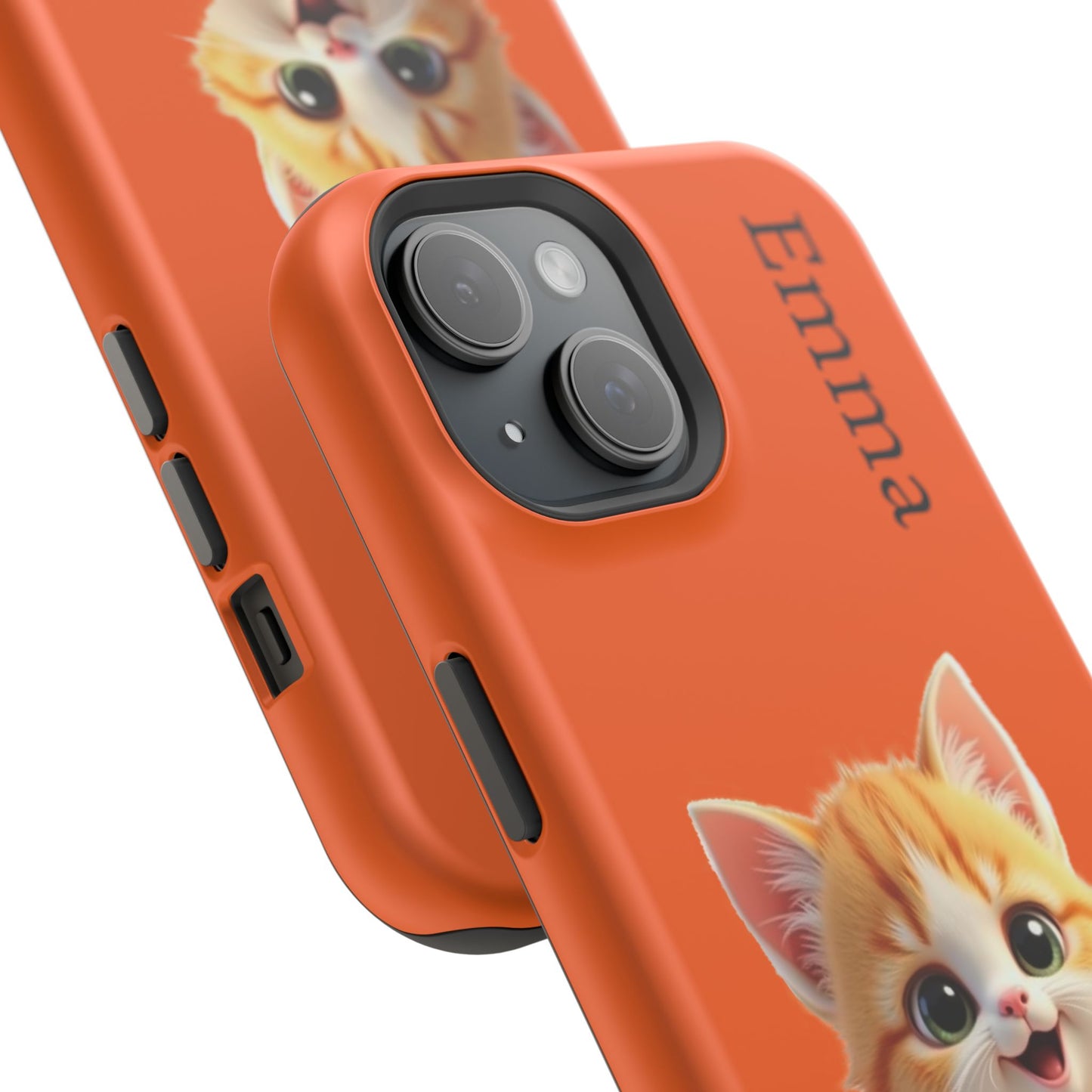 Personalized Orange Tabby Cat Phone Case - Custom Name Gift for Cat Lovers | Kawaii Kitten Cases for Girls & Women