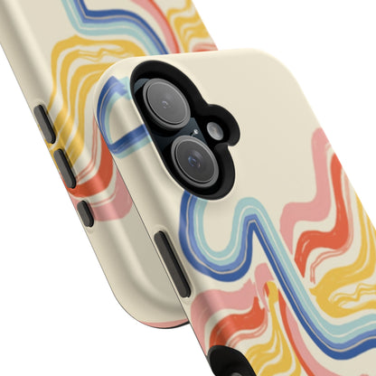 Retro Wave iPhone Case - Aesthetic Streamline Design, Trendy Gift Idea