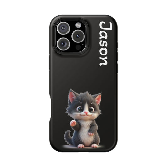 Personalized Kitten Phone Case - Custom Name Cat Lover Gift | Cute Black iPhone Cases for Women & Girls