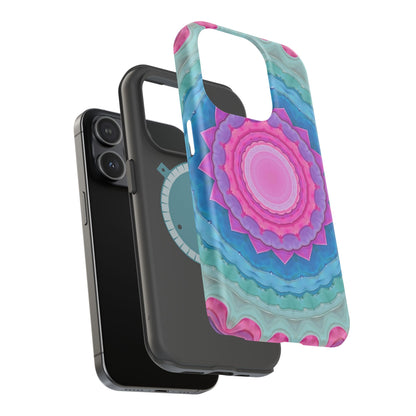 Rippled Radiance iPhone Case - Abstract Pink Floral Design, Aesthetic Gift Idea