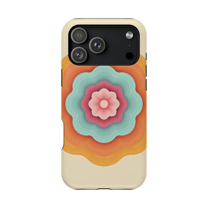 Retro Flower Phone Case - 70s Aesthetic iPhone Case, Vintage Gift Idea, Layered Floral Design
