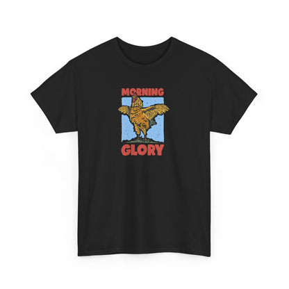 Funny Chicken T-Shirt – “Morning Glory” Retro Graphic Tee for Farm Life Fans & Early Risers