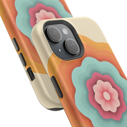 Retro Flower Phone Case - 70s Aesthetic iPhone Case, Vintage Gift Idea, Layered Floral Design