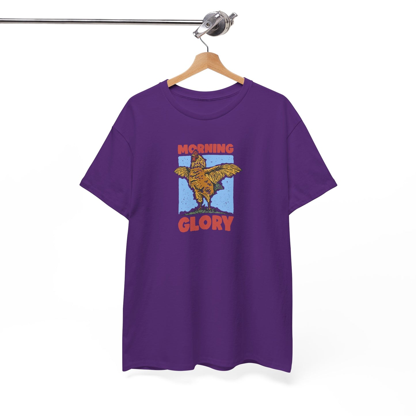 Funny Chicken T-Shirt – “Morning Glory” Retro Graphic Tee for Farm Life Fans & Early Risers