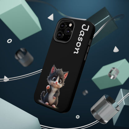 Personalized Kitten Phone Case - Custom Name Cat Lover Gift | Cute Black iPhone Cases for Women & Girls