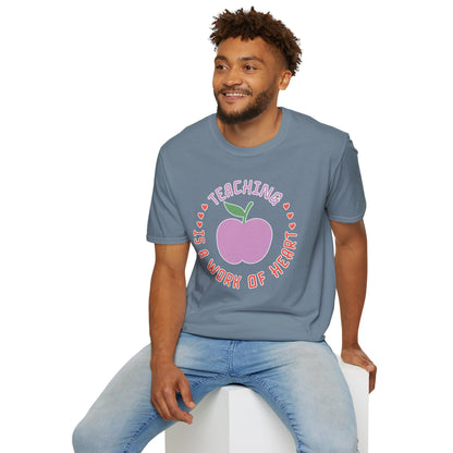 Teaching Is a Work of Heart T-Shirt Inspirational Teacher Gift Cute Teacher Appreciation Tee Comfortable Casual Wear