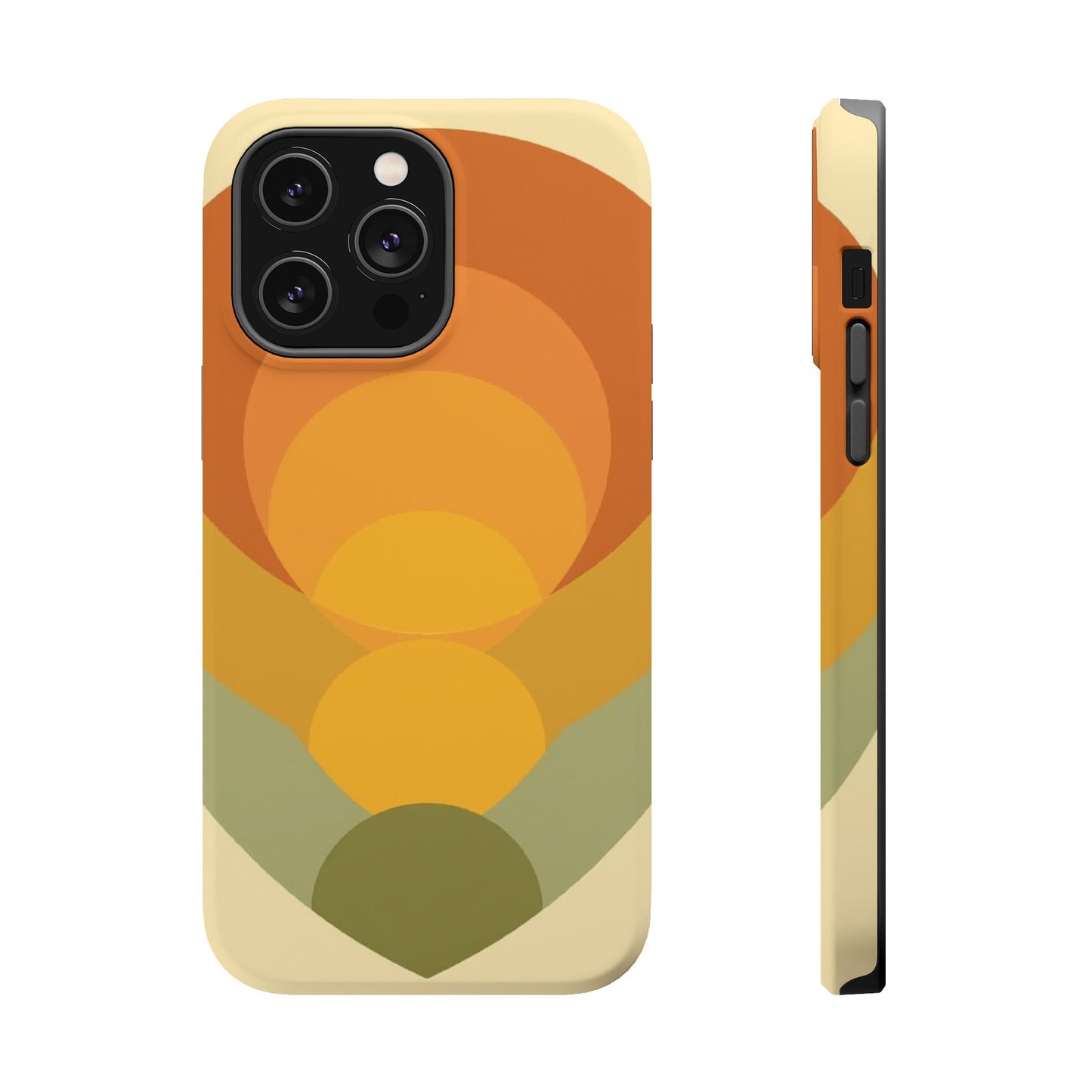 70s Sunburst Phone Case - Vintage Aesthetic iPhone Case, Retro Gift Idea, Brown Orange Design