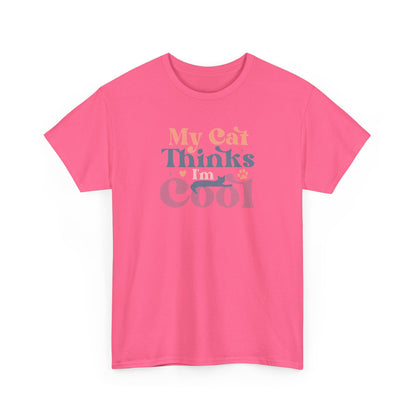 Funny Cat Lover T-Shirt – “My Cat Thinks I’m Cool” Graphic Tee – Gift for Proud Pet Owners