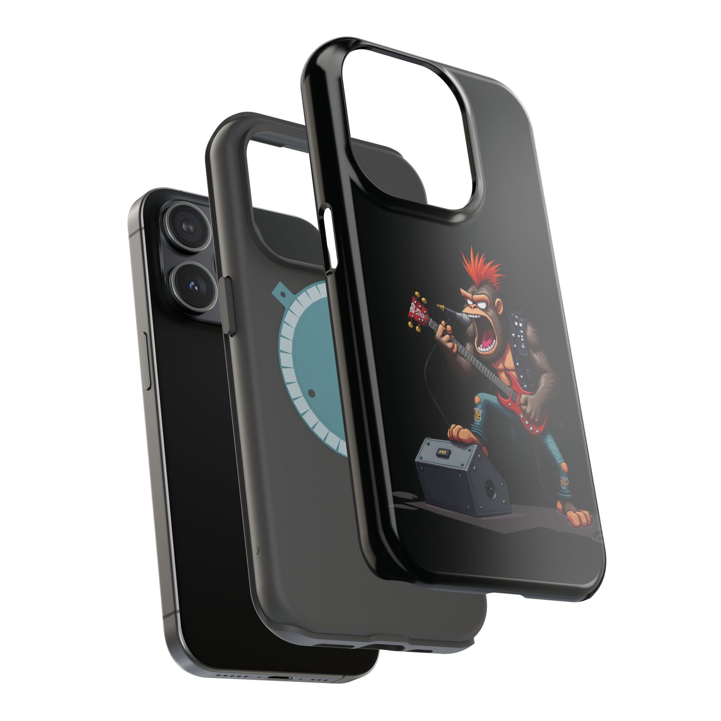 Punk Rock Gorilla iPhone Case - Funny Music Gift, Edgy Aesthetic, Animal Lover Gift