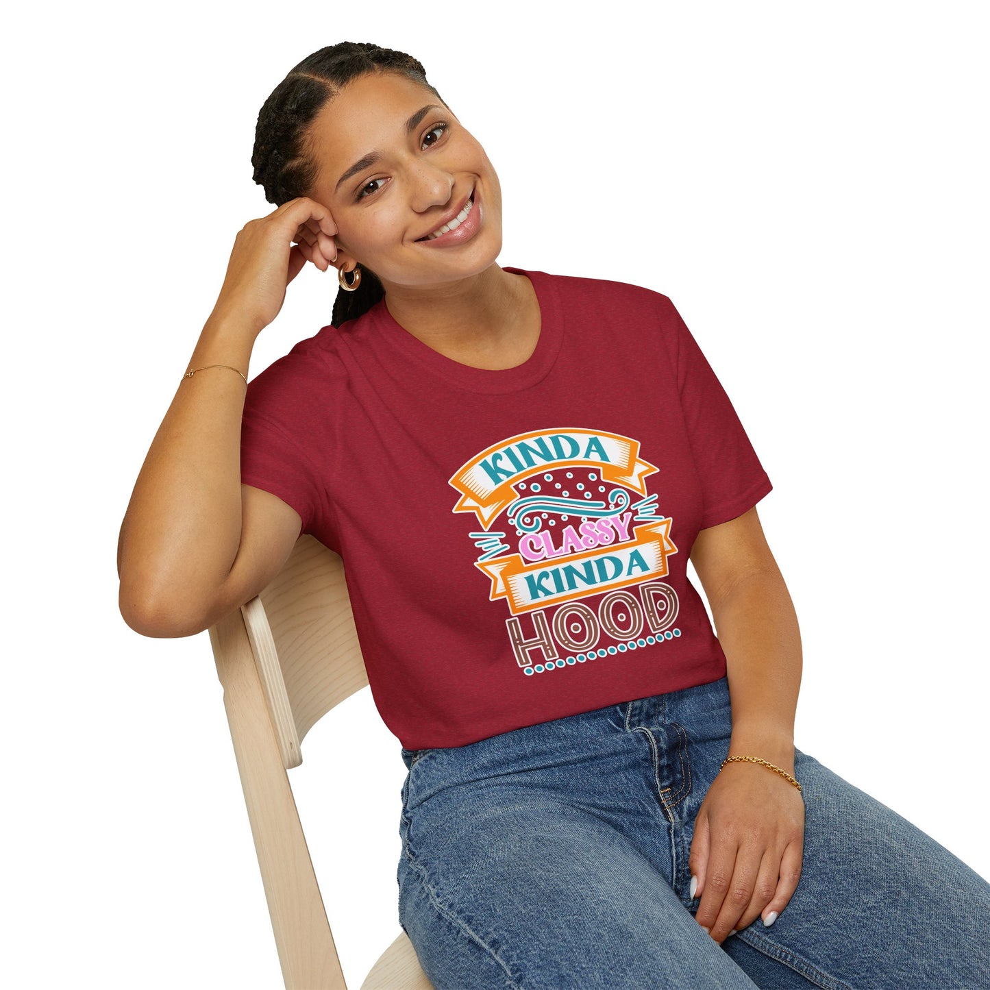 "Kinda Classy, Kinda Hood" Funny Dual-Vibe T-Shirt – Effortlessly Cool Graphic Tee for the Ironic Minimalist & Streetwise Sassy Soul