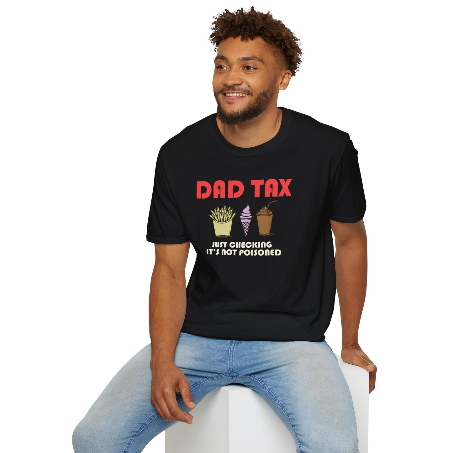 Funny Dad T-Shirt – "Dad Tax: Just Checking It’s Not Poisoned" – Gift for Fathers, Dads, and Food Snatchers