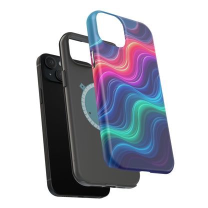 Neon Wave Phone Case - Aesthetic Glowing Design | iPhone 14-17 Cases | Trendy Gifts for Her, Rave Accessory