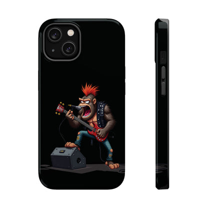 Punk Rock Gorilla iPhone Case - Funny Music Gift, Edgy Aesthetic, Animal Lover Gift