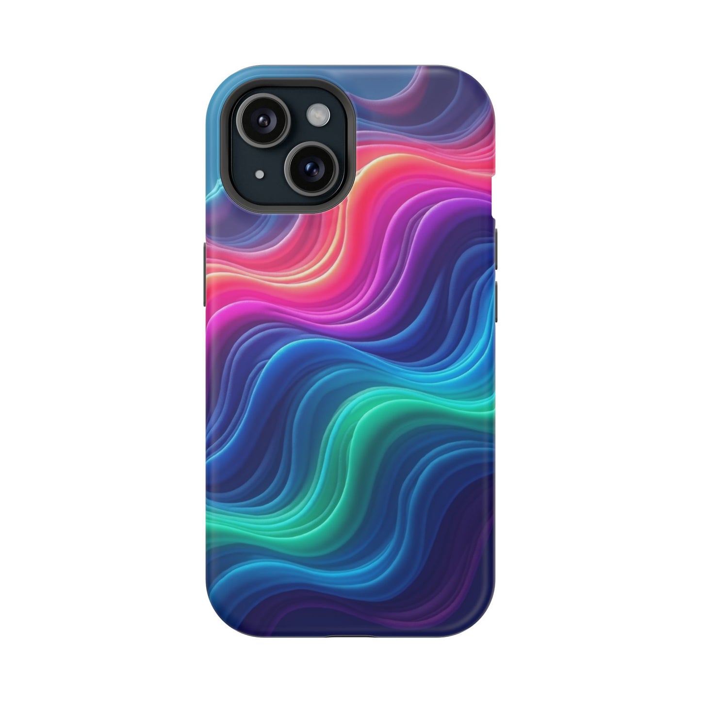 Neon Wave Phone Case - Aesthetic Glowing Design | iPhone 14-17 Cases | Trendy Gifts for Her, Rave Accessory