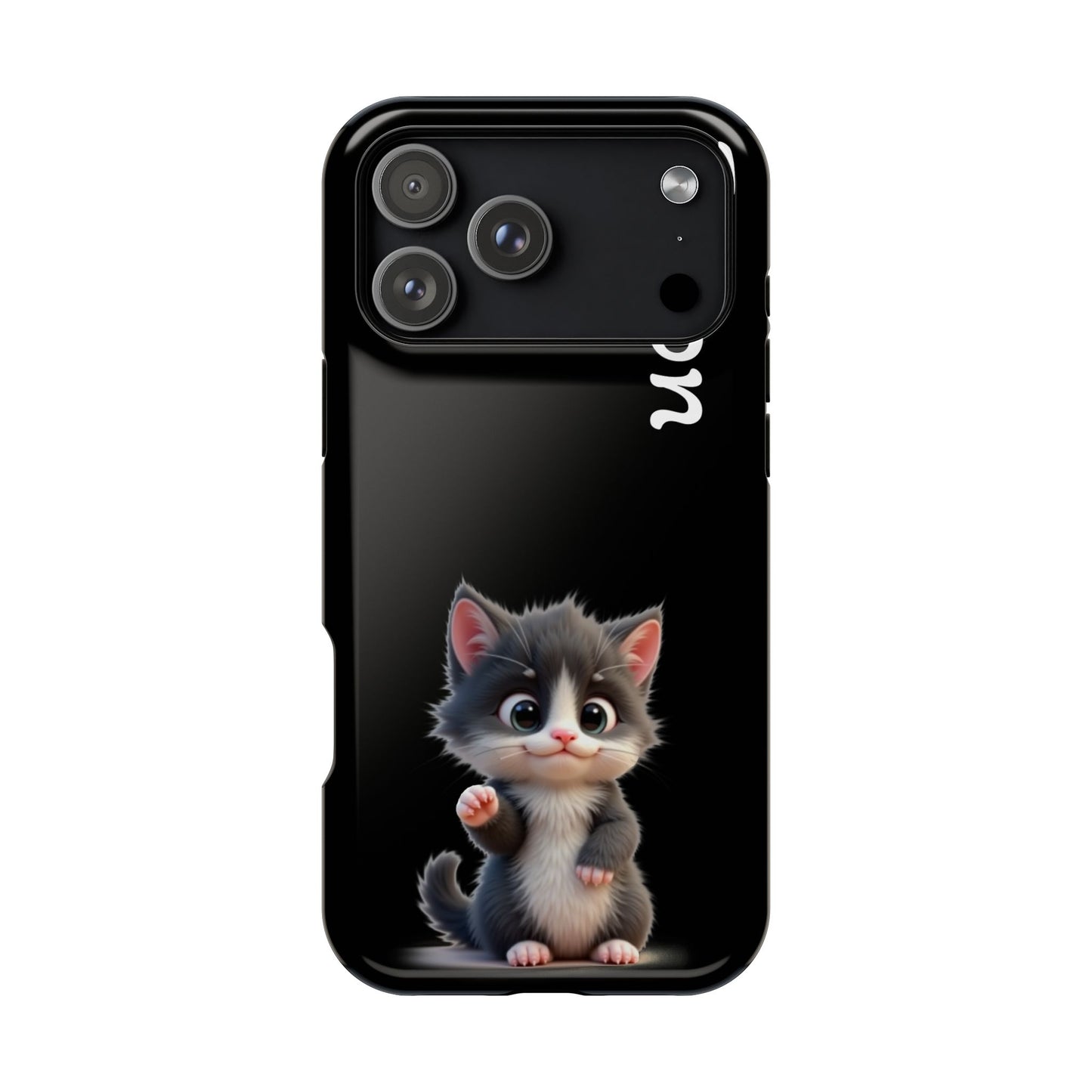 Personalized Kitten Phone Case - Custom Name Cat Lover Gift | Cute Black iPhone Cases for Women & Girls