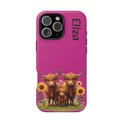 Highland Cow Phone Case - Personalized Custom Name | Cute Farm Animal Gift | iPhone Cases for Women & Girls