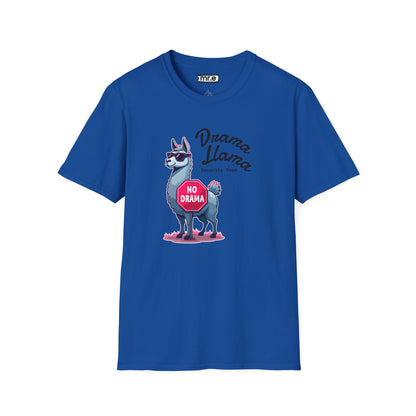 Funny Drama Llama Security Team T-Shirt – Sarcastic Llama with Sunglasses & “No Drama” Stop Sign, Ironic Humor Gift for Chill People