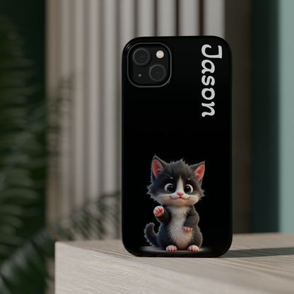 Personalized Kitten Phone Case - Custom Name Cat Lover Gift | Cute Black iPhone Cases for Women & Girls
