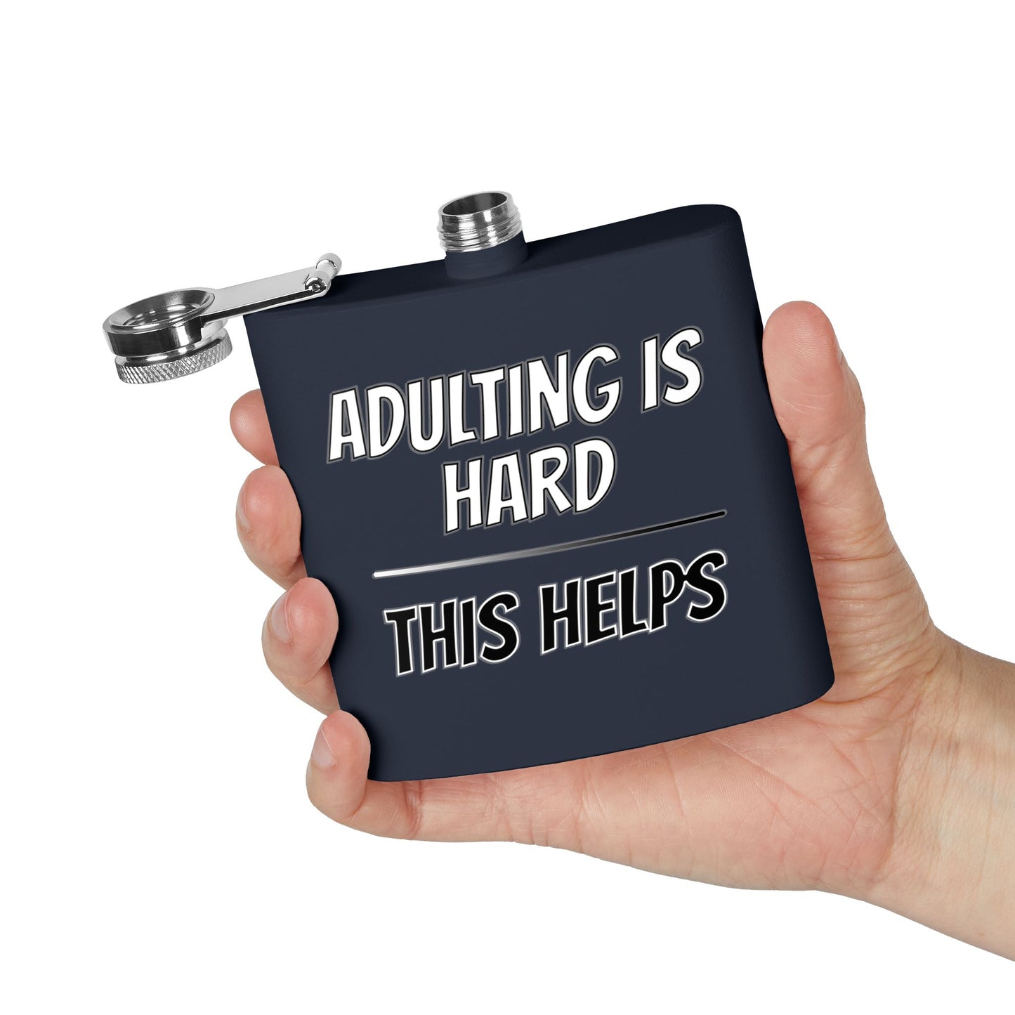 "Adulting Is Hard – This Helps" Flask – Funny Stainless Steel Hip Flask