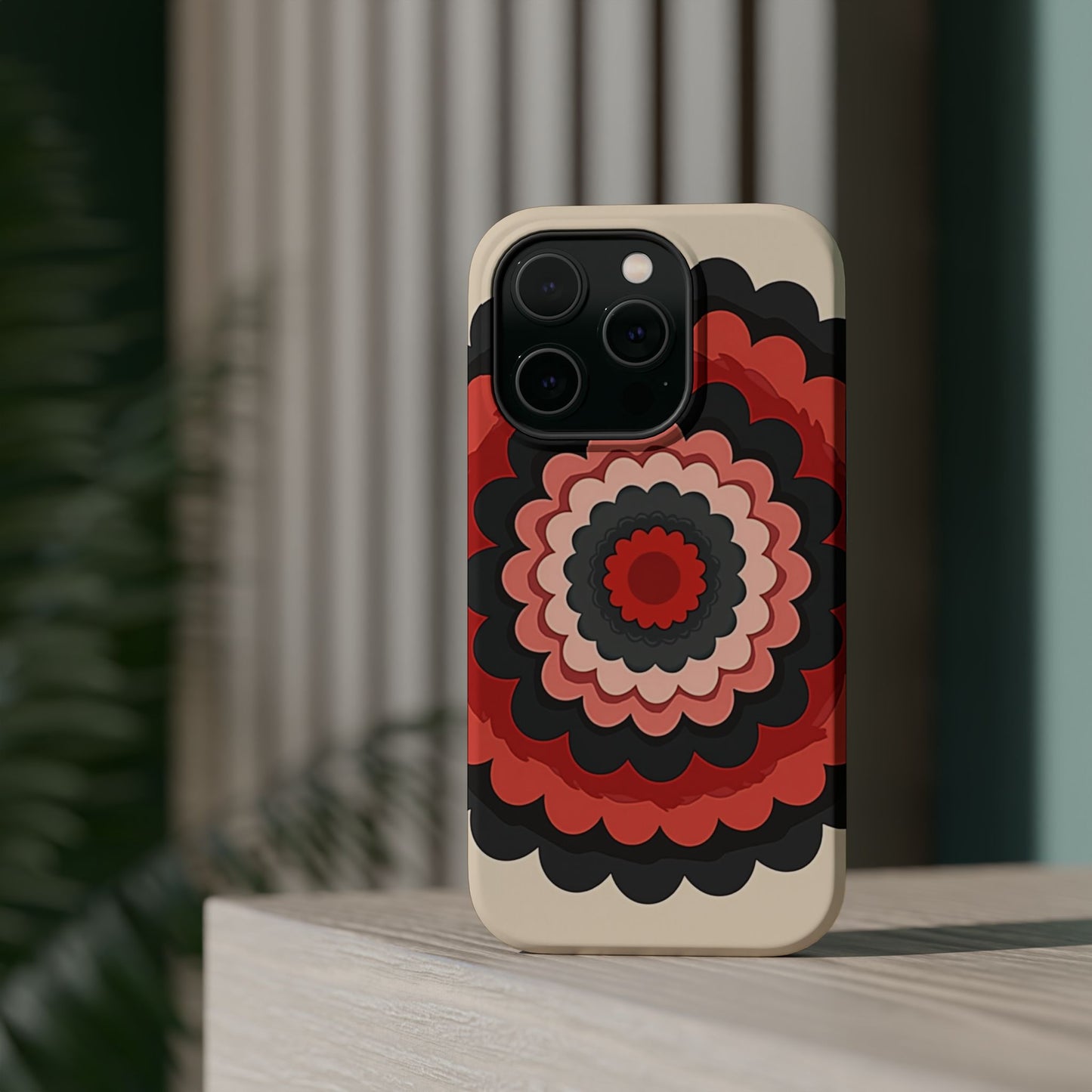 Layered Scallop Bloom iPhone Case - Retro Floral Design, Bold Aesthetic Gift Idea