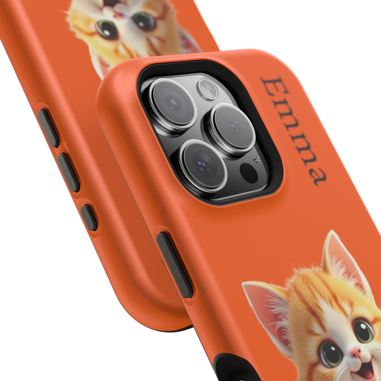 Personalized Orange Tabby Cat Phone Case - Custom Name Gift for Cat Lovers | Kawaii Kitten Cases for Girls & Women