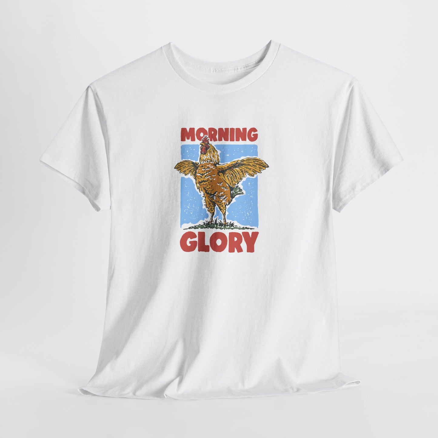 Funny Chicken T-Shirt – “Morning Glory” Retro Graphic Tee for Farm Life Fans & Early Risers