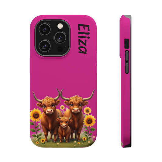 Highland Cow Phone Case - Personalized Custom Name | Cute Farm Animal Gift | iPhone Cases for Women & Girls