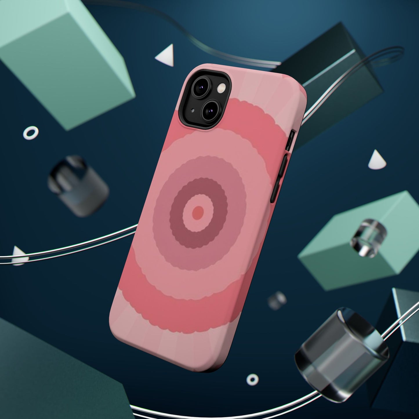 Retro Pink iPhone Case - 70s Aesthetic Wave Design - Cute Y2K Accessory