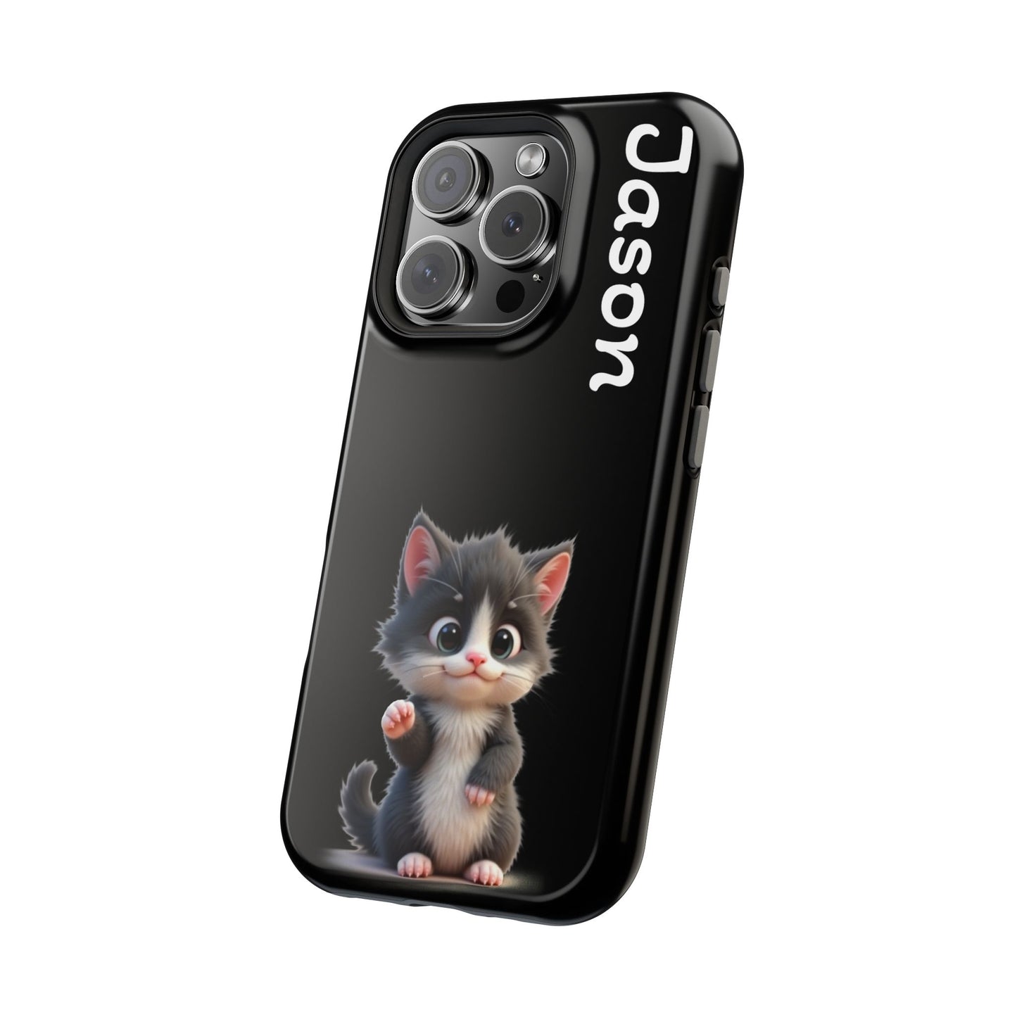 Personalized Kitten Phone Case - Custom Name Cat Lover Gift | Cute Black iPhone Cases for Women & Girls
