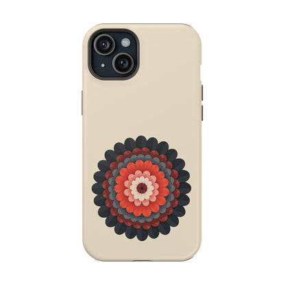 Red & Black Mandala iPhone Case - Bohemian Flower Design, Aesthetic Gift Idea