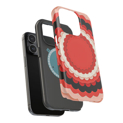 Red Floral iPhone Case - Bold Scalloped Design, Aesthetic Gift Idea