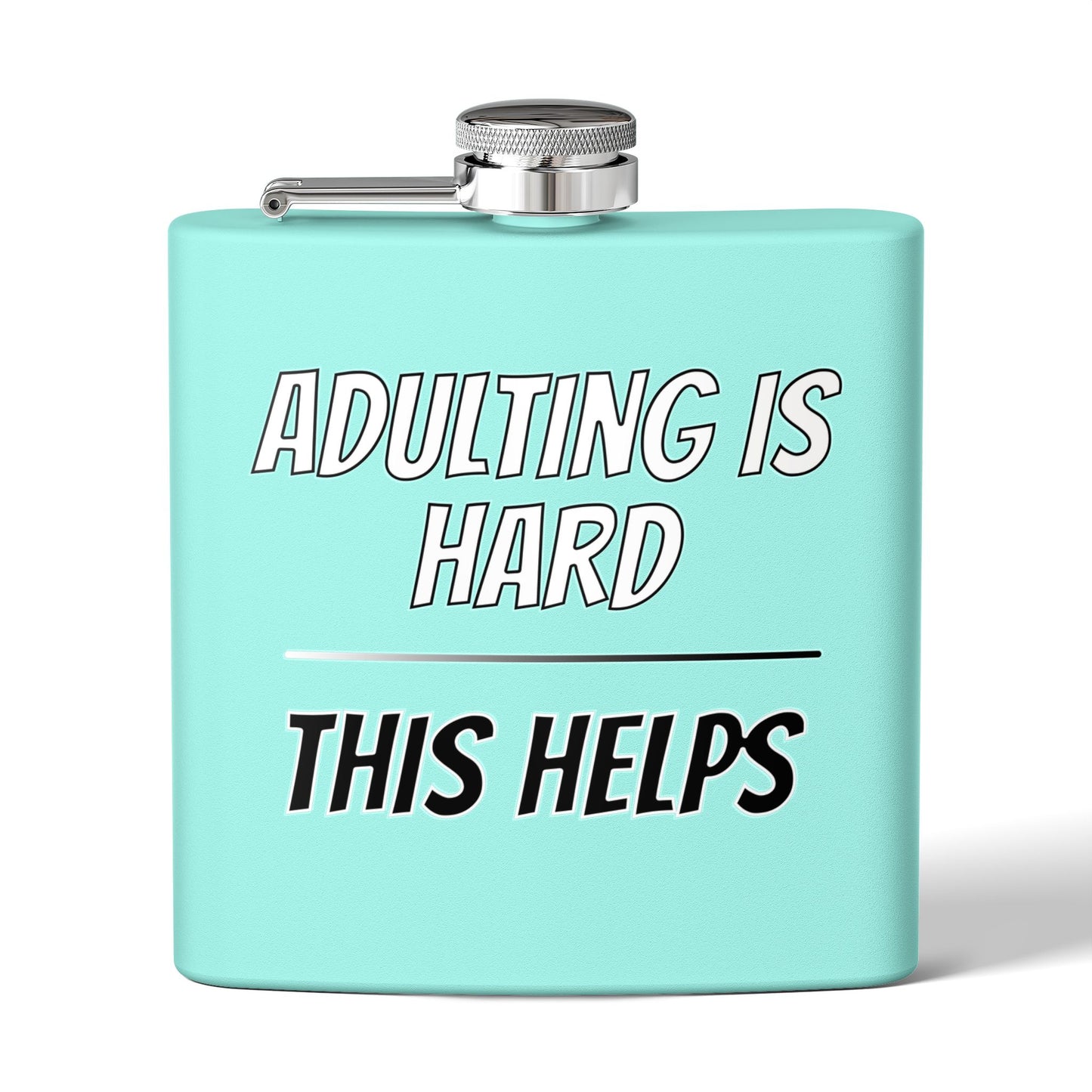 "Adulting Is Hard – This Helps" Flask – Funny Stainless Steel Hip Flask