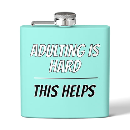 "Adulting Is Hard – This Helps" Flask – Funny Stainless Steel Hip Flask