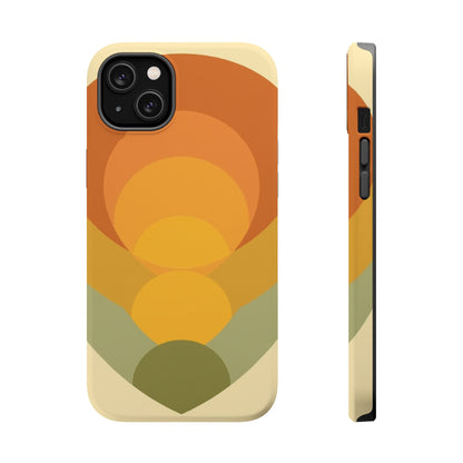 70s Sunburst Phone Case - Vintage Aesthetic iPhone Case, Retro Gift Idea, Brown Orange Design