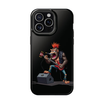 Punk Rock Gorilla iPhone Case - Funny Music Gift, Edgy Aesthetic, Animal Lover Gift
