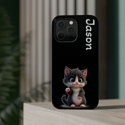 Personalized Kitten Phone Case - Custom Name Cat Lover Gift | Cute Black iPhone Cases for Women & Girls