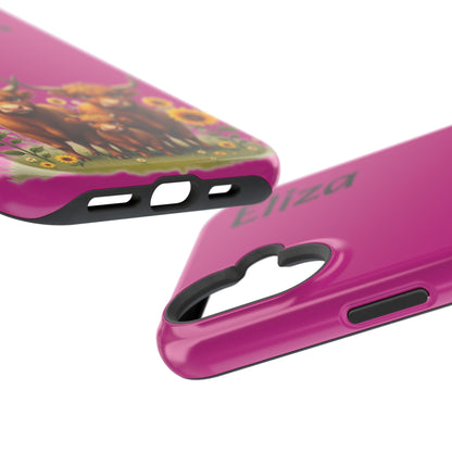 Highland Cow Phone Case - Personalized Custom Name | Cute Farm Animal Gift | iPhone Cases for Women & Girls