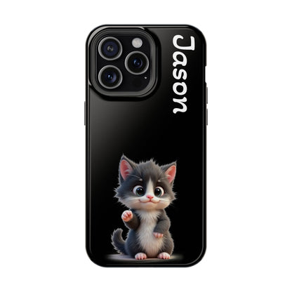 Personalized Kitten Phone Case - Custom Name Cat Lover Gift | Cute Black iPhone Cases for Women & Girls