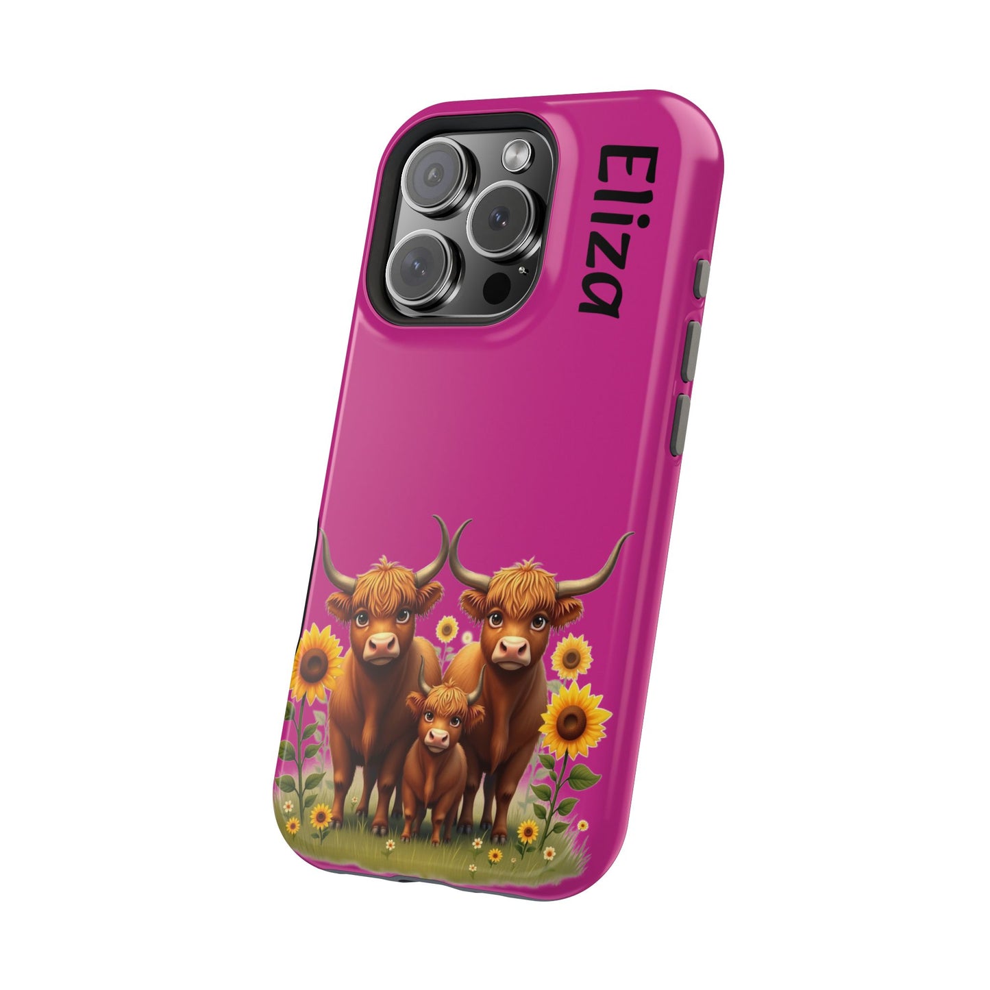 Highland Cow Phone Case - Personalized Custom Name | Cute Farm Animal Gift | iPhone Cases for Women & Girls