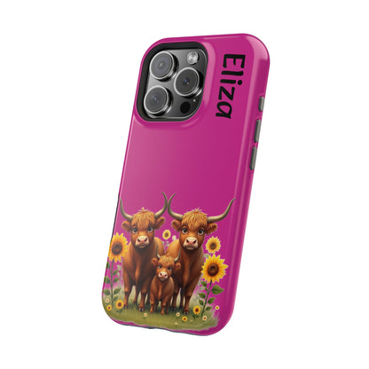 Highland Cow Phone Case - Personalized Custom Name | Cute Farm Animal Gift | iPhone Cases for Women & Girls